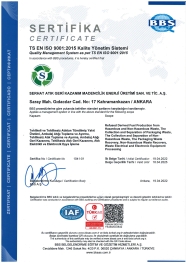 TS EN ISO 9001:2015 Quality Management System Certificate